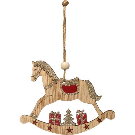 Hölzernes Weihnachtsmotiv Schaukelpferd 10 cm - Feeric lights & christmas