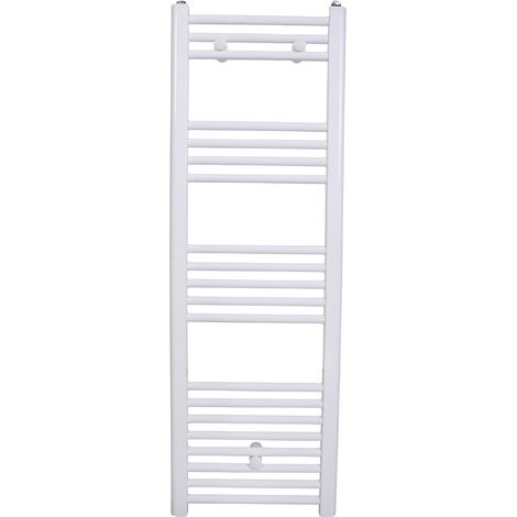 Stano. – Radiateur sèche-serviettes eau chaude 120 x 40 cm – Acier anticorrosion – Tubes ronds Ø 21 mm – Puissance 350 W – Couleur blanc RAL 9016