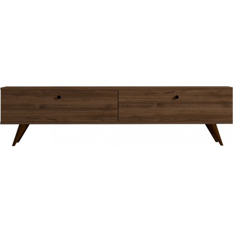 Drawer – Meuble TV 2 portes en bois mélaminé L160cm – Finition bois foncé – Rangement avec 2 portes battantes – Style scandinave contemporain