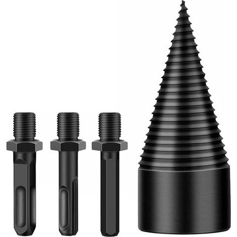 Longziming - Fendeuse de bûches électrique - Foret conique - Diamètre 32 mm / Acier haute qualité - 1 pièce - Maison, jardin, camping, agriculture - Noir (1/5)