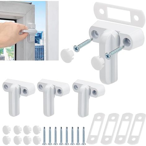 Window Jammer Locks Window Jammer Sash Blocker Security Door Window Restriction UPVC PVC Doors Windows White (1/5)
