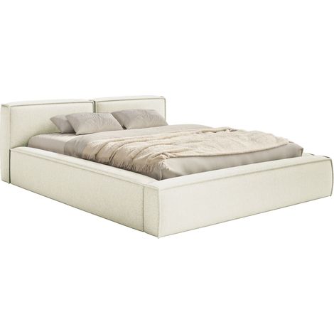 Selsey Tilves Slim – Polsterbett 200x200 mit Bettkasten und Lattenrost, Chenille, creme (1/5)