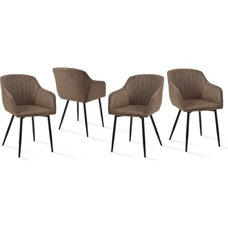 Goeurvant Minimalistische Esszimmerstühle mit breiter Sitzfläche und ergonomischen Armlehnen, Kombination aus Komfort und Eleganz - 4er Set - Dunkelbraun