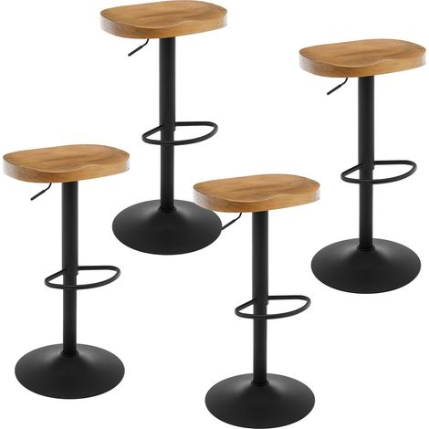 WOLTU Breakfast Bar Stools Set of 4 Bar Chairs for Kitchen Counter Height Adjustable, Solid Wood, Dark Wood Colour