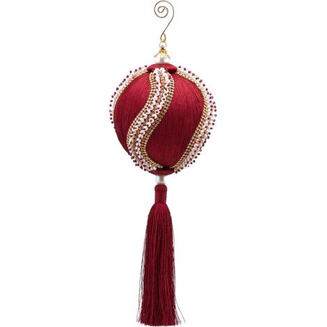 Nappa natalizia Bordeaux decorata con Perle, pendaglio per albero di Natale -36 cm (1/3)