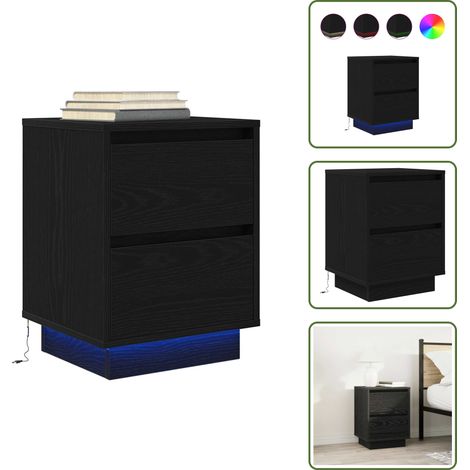 Table de chevet avec lumières LED noir 38x34x50 cm - Table De Chevet - Tables De Chevet - Table De Nuit - Armoire De Lit (1/5)