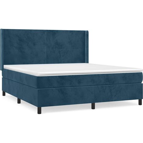 Maison Exclusive - Giroletto a Molle con Materasso Blu Scuro 180x200 cm in Velluto (1/5)