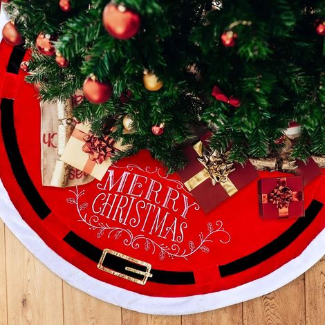 Tapis de sapin de Noël, tapis de sapin de Noël de 48 pouces avec bordure en velours artificiel (1/5)