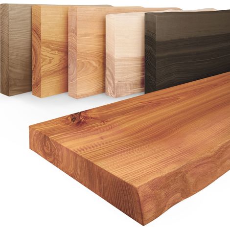 LAMO Manufaktur Wandregal Holz Baumkante, Bücherregal Pure ohne Befestigung, Farbe: Dunkel 90cm, LW-01-A-004-90 (1/5)