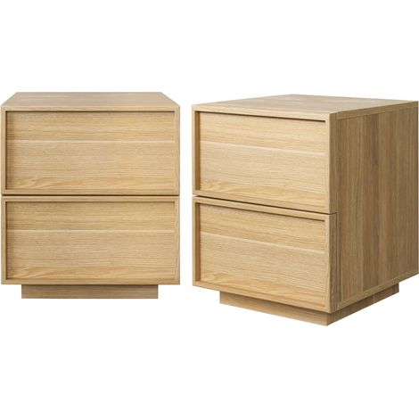 sweeek - 2er-Set Nachttische mit Holzlook und 2 Schubladen