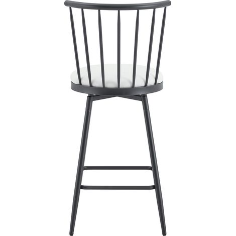 Taburete de bar de metal estilo Windsor con asiento acolchado blanco (1/5)