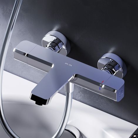 AM.PM Duschthermostat Chrom Brausethermostat Thermostatischer Wannen und Duschmischer Mischbatterie Temperatureinstellung Durchflusseinstellung 38°C