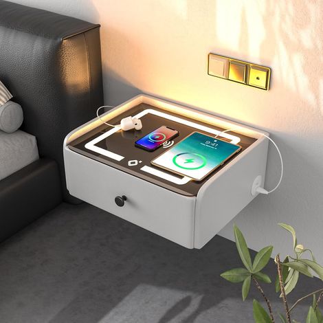 Bedside Table Hanging Bedside Table Connected Bedside Cabinet Bedroom Options for Young People White (1/5)