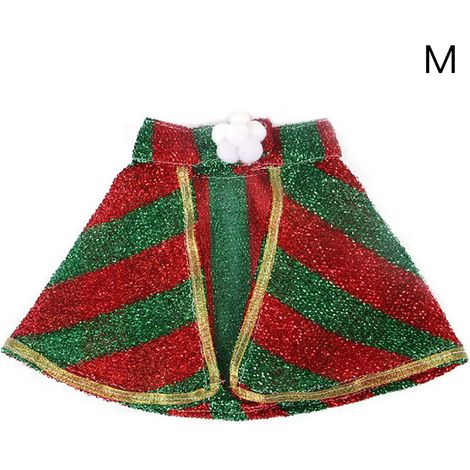 Cape créative pour animaux de compagnie, idéale pour Noël et Halloween, transformable en déguisements amusants pour chats et chiens (rayures rouges et vertes, taille M). (1/4)