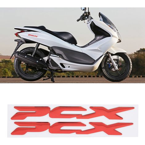 Une paire d'autocollants avec le logo PCX pour Honda PCX 150 125 (2017-2019) en rouge. (1/5)