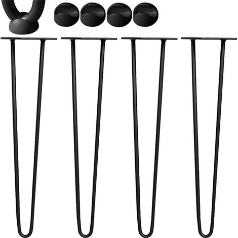 Tischbeine 4er Set Hairpin Leg Haarnadelbeine Tischgestell Tisch Tischkufen Legs Esstisch Harpins Tischbein 2 Streben Schwarz - 45 cm (1/5)