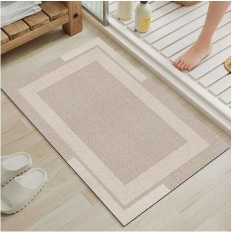 Tapis de bain antidérapant, blanc cassé, 4060cm, 1 pièce, dos en caoutchouc ultra-fin, séchage rapide, super absorbant, lavable. (1/5)