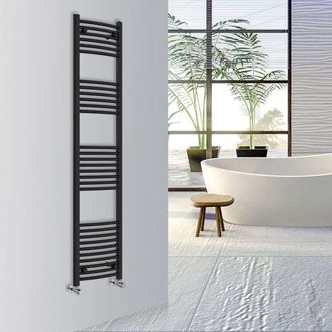 WarmeHaus Curved Bathroom Heated Towel Rail 1800x400mm Black