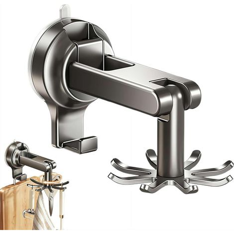 Filiyano – organisateur gain de place – Porte-ustensiles de cuisine à double fixation : ventouses, crochets muraux, installation sans perçage, bande (1/5)