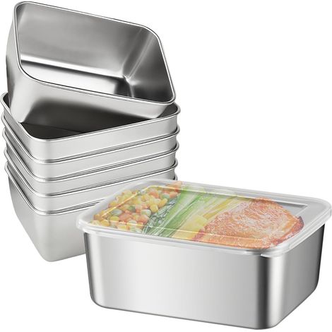 Boîte alimentaire, Acier inoxydable, Étanche, Couvercle hermétique, Empilable, Cuisine Congélateur (1/5)