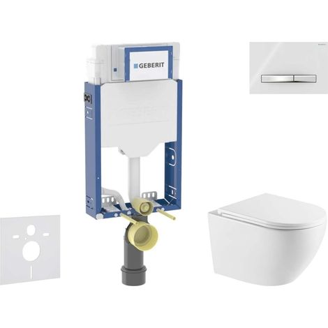Geberit Kombifix - Set de bâti-support, cuvette Oudee et abattant softclose, plaque de déclenchement Sigma50, chrome/blanc alpin SANI15CA3156