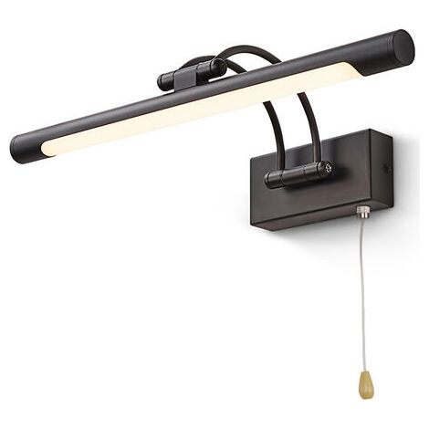 Applique murale LED 8W IP44 pour chambre, miroir, éclairage de salle de bain, noir mat, avec interrupteur, 40 cm, 3000K, bras orientable - RWBedroom
