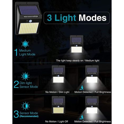 【5 Pack】Solar Light Outdoor 3 Modes Exterior Lamp Motion Sensor 100 LEDs Waterproof Solar Light Outdoor Lighting Powerful Solar Floodlight Security for Garden (1/4)
