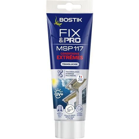 Colle de fixation Bostik MSP117 extrêmes transparente 150ml (1/2)
