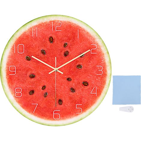 Horloge Murale Ronde Décorative en Acrylique Motif Pastèque pour Bureau Salon (1/5)