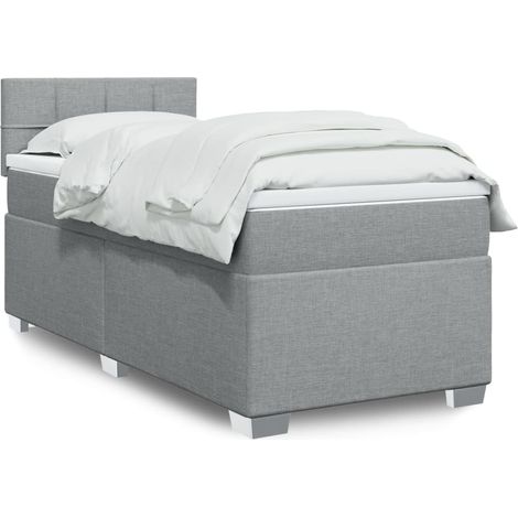 Boxspringbett mit Matratze Hellgrau 90x200 cm Stoff