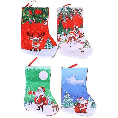 Lot de 4 sacs à chaussettes cadeaux de Noël