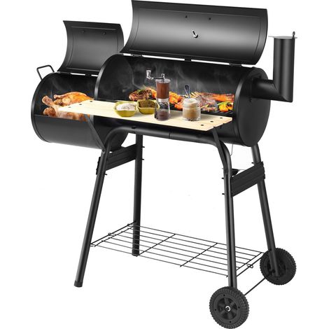Outdoor BBQ Grill Charcoal Barbecue Steel Pit Patio Backyard Meat Cooker Smoker (1/5)