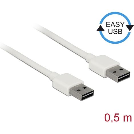 Delock Cable EASY-USB 2.0 Type-A macho  EASY-USB 2.0 Type-A macho de 0,5 m blanco