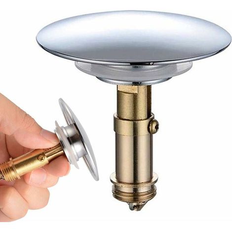 Tappo di scarico in ottone, tappo di scarico per lavabo da bagno 66 mm in ottone lucido cromato Pop Click Clack per lavabo da bagno, bulloni di ricambio per vasca da bagno. (1/5)