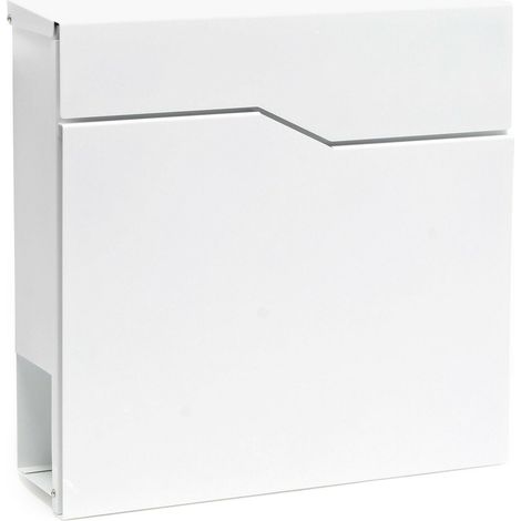 Boite aux lettres design blanche fixation murale porte journal revues acier galvanisé 37 x 37 x 10,5 cm blanc