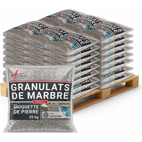 Granulats moquette de pierre marbre - Drainant & haute résistance - 1200 kg (jusqu'à 72 m²) Gris Naturel - ARCANE INDUSTRIES