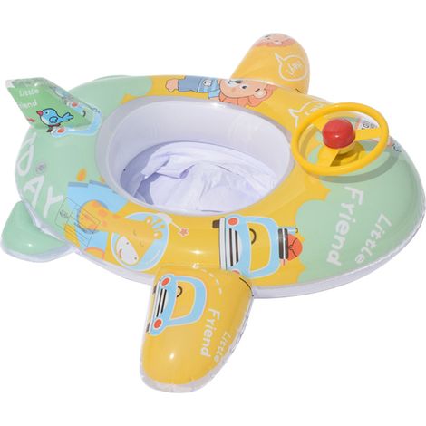 Bouée bébé avion avec siège de sécurité et volant - Anneau de natation lion pour apprentissage de la nage - Piscine enfants (1/5)