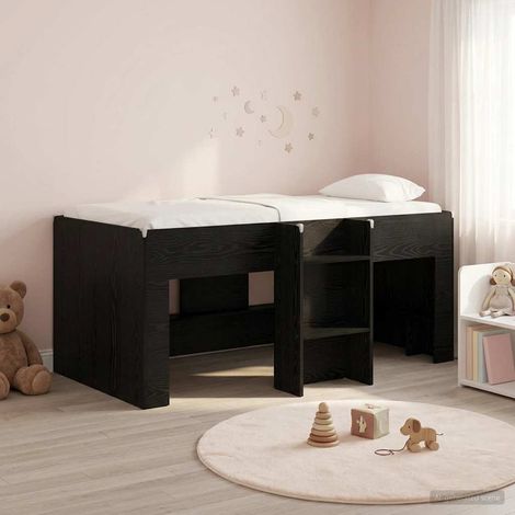 Marco de Cama Alta para Niños 2 pcs Roble Negro