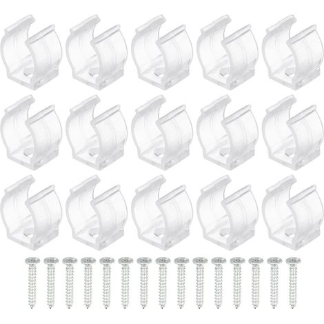 T5 U Clips Holder for LED Light Bulb Mounting Bracket Plastic Fluorescent Tube Holder with Screws, Transparent Pack of 15 (1/5)