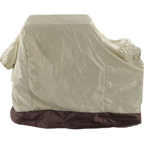 Housse pour barbecue imperméable, résistante au soleil et aux intempéries, avec cordon de serrage et sac de rangement, couleur beige café (1/5)