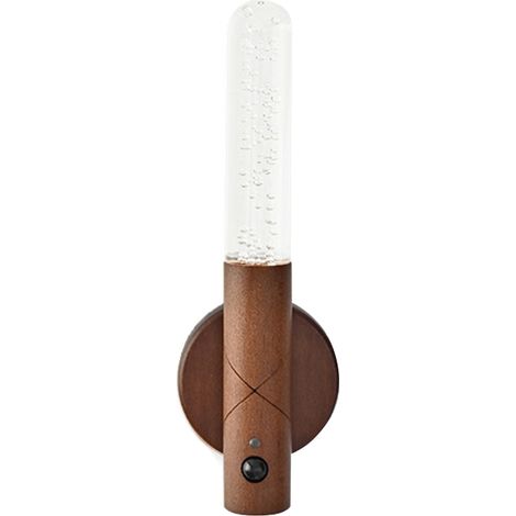Luce notturna da interni con sensore di movimento, ricaricabile, in legno, luce bianca calda regolabile, adesiva magnetica da parete (1 confezione)