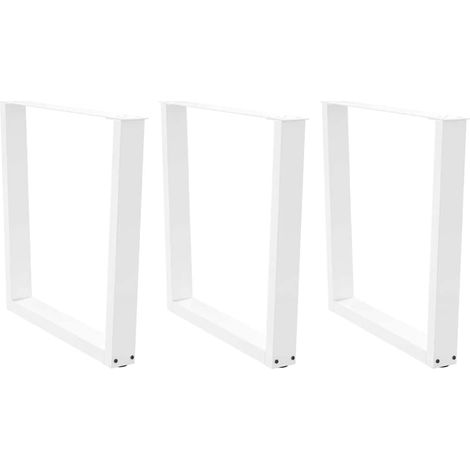 Lot de 3 pieds de table à manger en V réglables 90 x 73 cm esthétique moderne finition blanche en acier blanc