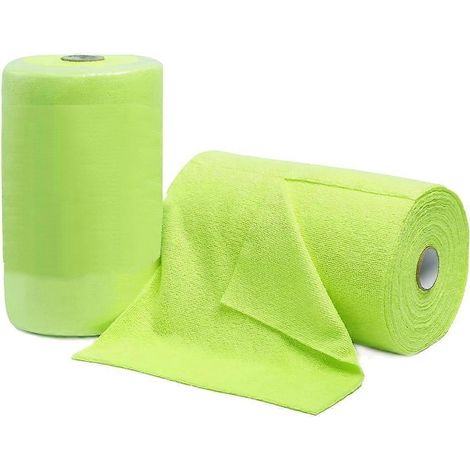 Rouleau de chiffons de nettoyage en microfibre, serviettes en microfibre réutilisables et détachables, chiffons ultra-absorbants lavables, lot de 2 rouleaux verts (1/5)