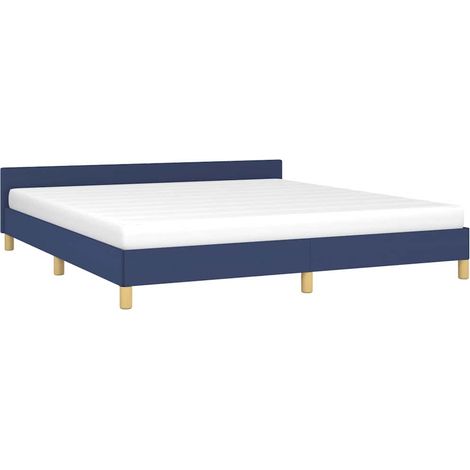Bed Frame with Headboard without Mattress Blue 160x200 cm Fabric vidaXL (1/2)