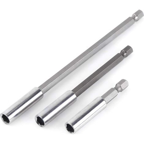 Barre d'extension 3 pièces en acier au carbone + CRV, 1/4 "porte-embout magnétique pour outil à tige hexagonale adapté à l'extension de bits d'outils électriques et de tournevis pneumatiques (1/5)