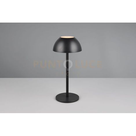 RICARDO LAMPADA DA TAVOLO RICARICABILE METALLO E PLASTICA NERA REGOLAZIONE INTESITA' TOUCH IP 54 H.30CM LED 3000K 240LM 1,7W