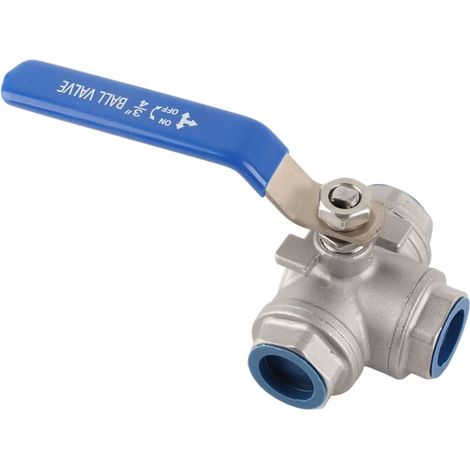 pièce Robinet à bille en acier inoxydable SUS304 pour tuyaux, trois voies, type T, filetage femelle 3/4" DN20 (1/4)