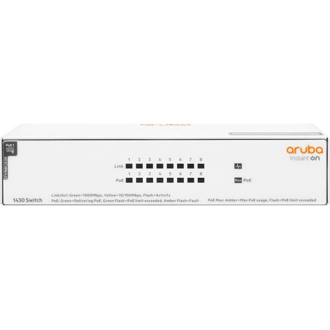 Hewlett Packard HPE Aruba Instant On 1430 8G Class4 PoE 64W 8-Port unmanaged Switch (R8R46AABB)