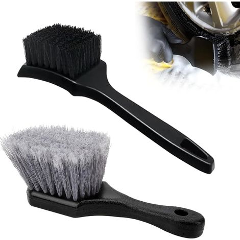 Lot de 2 ( Noir) Brosse de Nettoyage de Roue de Voiture, Brosse d'entretien Jantes Pneu de Voiture, Outil de Lavage Automobile, Accessoire de Nettoyage Multifonction pour Les Magasins de Beauté