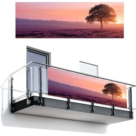 PANTALLA DE PRIVACIDAD PARA BALCÓN Árbol - Brezo - Amanecer 300x100 (1/4)